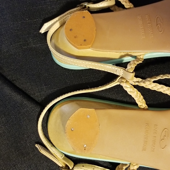Masiero Tan and Teal Leather Sandals Size 9 - Picture 5 of 7